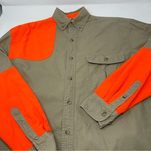 Bob Allen Hunting‎ Shooting Sport Shirt Tan Orange Cotton Padding Nylon Sz.Med. - Picture 1 of 12